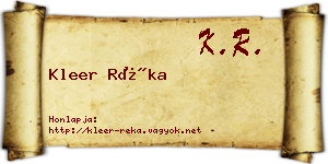 Kleer Réka névjegykártya